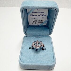 Ashton Drake Beacon of Hope Lighthouse Heart Diamond Sterling Silver Ring
